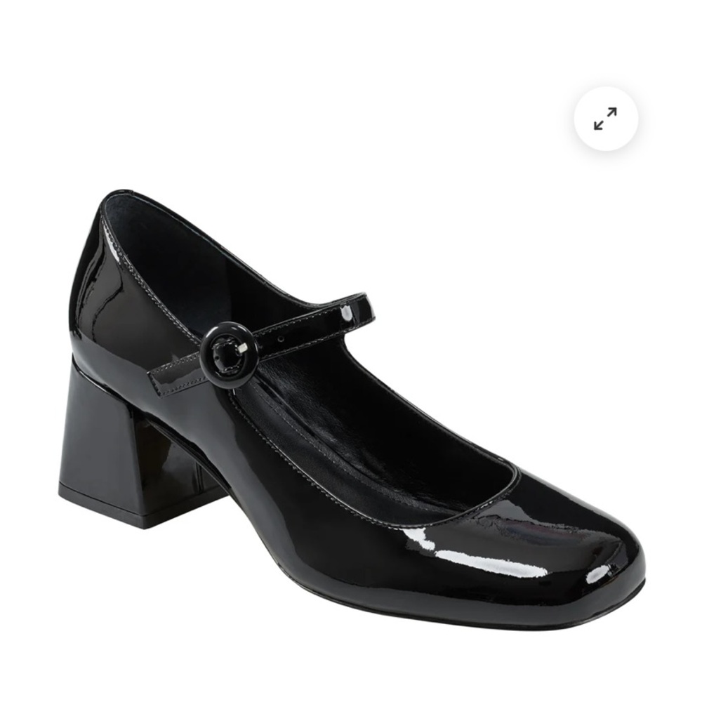 Marc Fisher Black Patent Mary Jane Block Heel Pumps